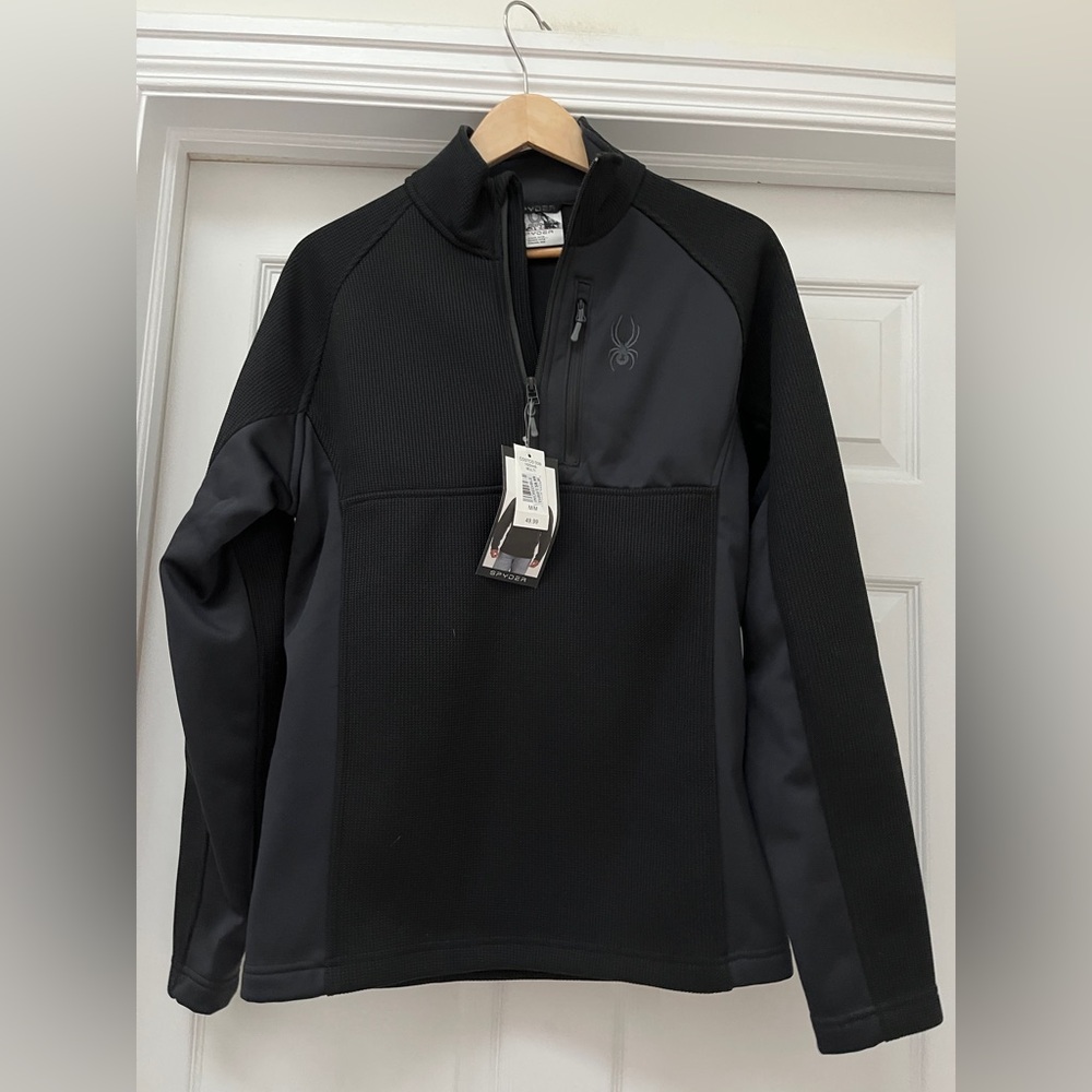 NWT Spyder Black Quarter-Zip Pullover men’s medium